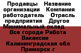 Продавцы › Название организации ­ Компания-работодатель › Отрасль предприятия ­ Другое › Минимальный оклад ­ 1 - Все города Работа » Вакансии   . Калининградская обл.,Приморск г.